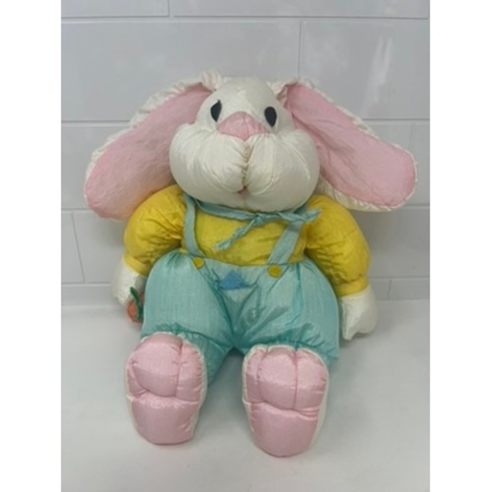 Vintage International Silver Co Puffalump Style Bunny Rabbit Plush Pastel 10"
